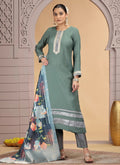 Chhap Tissue Green Colour Chiffon Hand Work Salwar Suit | Grocsy