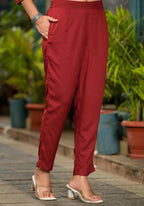 Juniper Women's Brown Thread Embroidered Liva Rayon Kurta Pant And Dupatta Set With Sequins | Grocsy