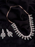 Saraf RS Jewellery Rose Gold-Polished White & Sea Green AD-Studded Handcrafted Jewellery Set | Grocsy