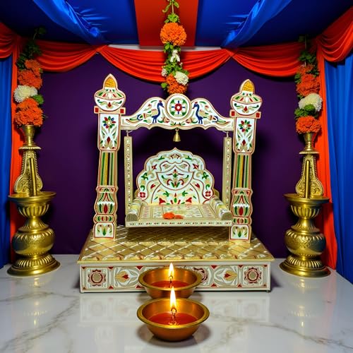 Handicrafts Meenakari Krishna Wooden Jhula for Laddu Gopal Idol for Home Temple | Grocsy