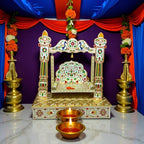 Handicrafts Meenakari Krishna Wooden Jhula for Laddu Gopal Idol for Home Temple | Grocsy