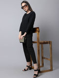 Even Apparels Black Polywool Open Front Statement Women's Jacket | Grocsy