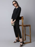 Even Apparels Black Polywool Open Front Statement Women's Jacket | Grocsy