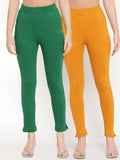 TAG 7 Pack of 2 Green & Mustard Yellow Ankle-Length Leggings | Grocsy