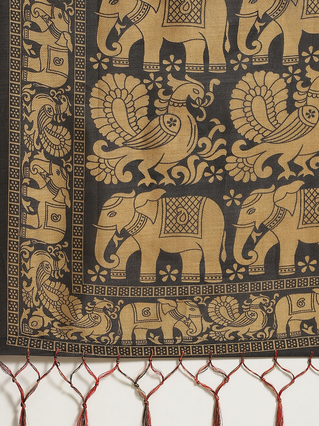 Saree Mall Red & Beige Printed Bhagalpuri Saree | Grocsy