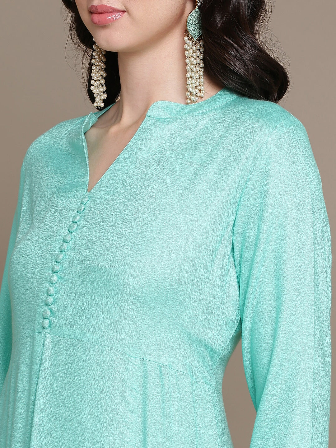 HERE&NOW Ethnic Motifs Printed Anarkali Kurta with Palazzos & Dupatta | Grocsy