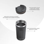 Milton Corral Thermosteel Insulated Coffee Mug Tumbler - 400ml (Black) | Grocsy