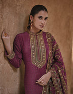 Anaita Purple Silk Readymade Palazzo Suit with Swarovski Work | Grocsy