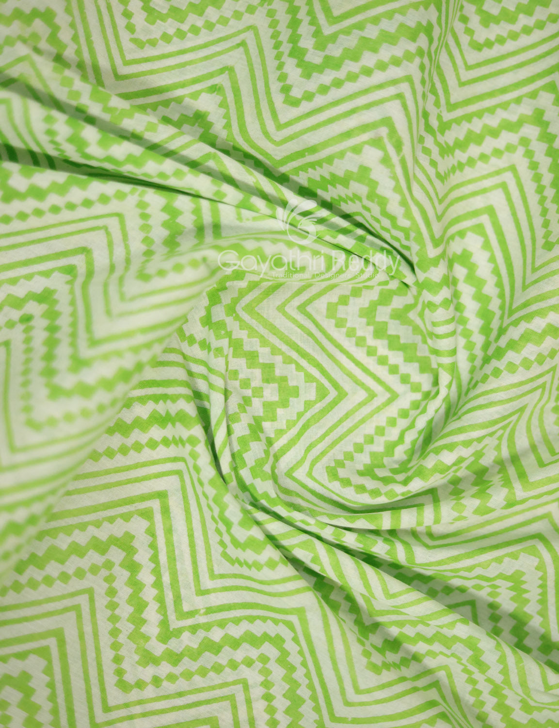 Light Green Colour Combo With Waves Print Pure Mulmul Cotton Saree By Gayathri Reddy Designer Studio | Grocsy