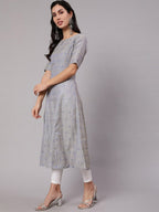 Aks Ethnic Motif Woven Design Jacquard A-Line Kurta | Grocsy