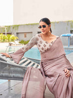 Tikhi Imli satin saree with sequence embroidered blouse | Grocsy