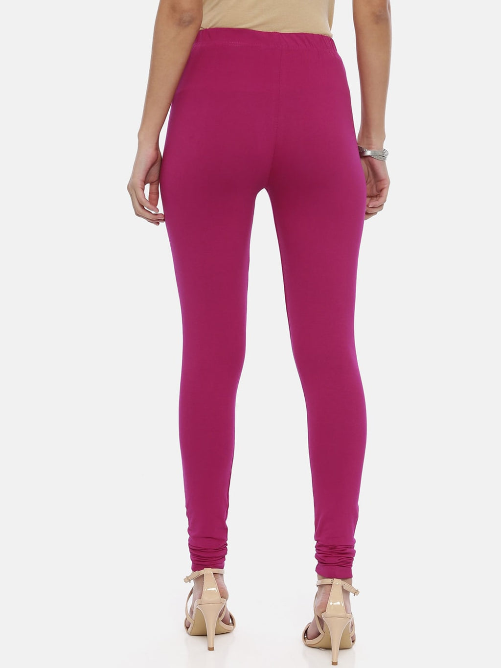 Souchii Purple Solid Slim-Fit Churidar-Length Leggings | Grocsy