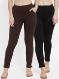 TAG 7 Women Pack Of 2 Solid Straight-Fit Ankle-Length Leggings | Grocsy