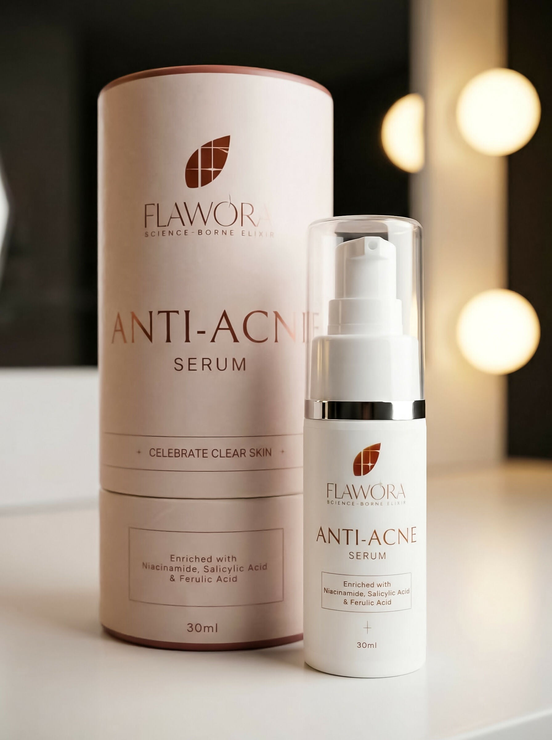 Flawora Set of Golden Glow Face Serum and Anti Acne Serum | Grocsy
