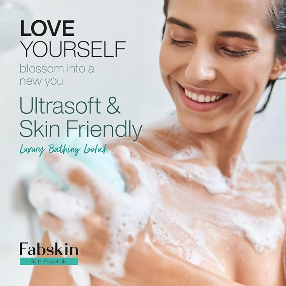 Fabskin Luxury Bathing Round Loofah - Aqua and Pink - 2 Pieces | Grocsy