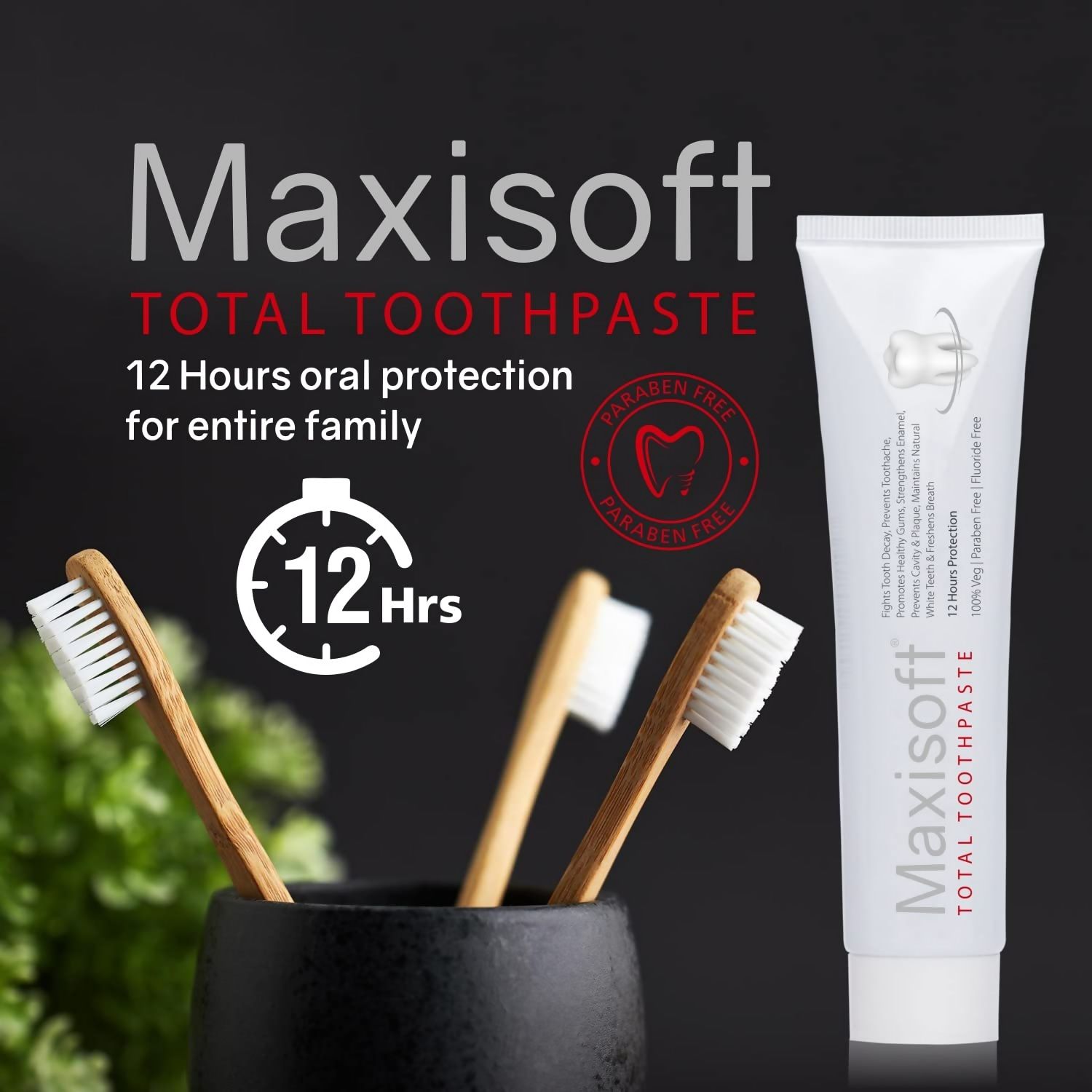 Maxisoft Total Toothpaste With Akarkara Babool Bakul Camphor Elaichi Pipli & Clove | Grocsy