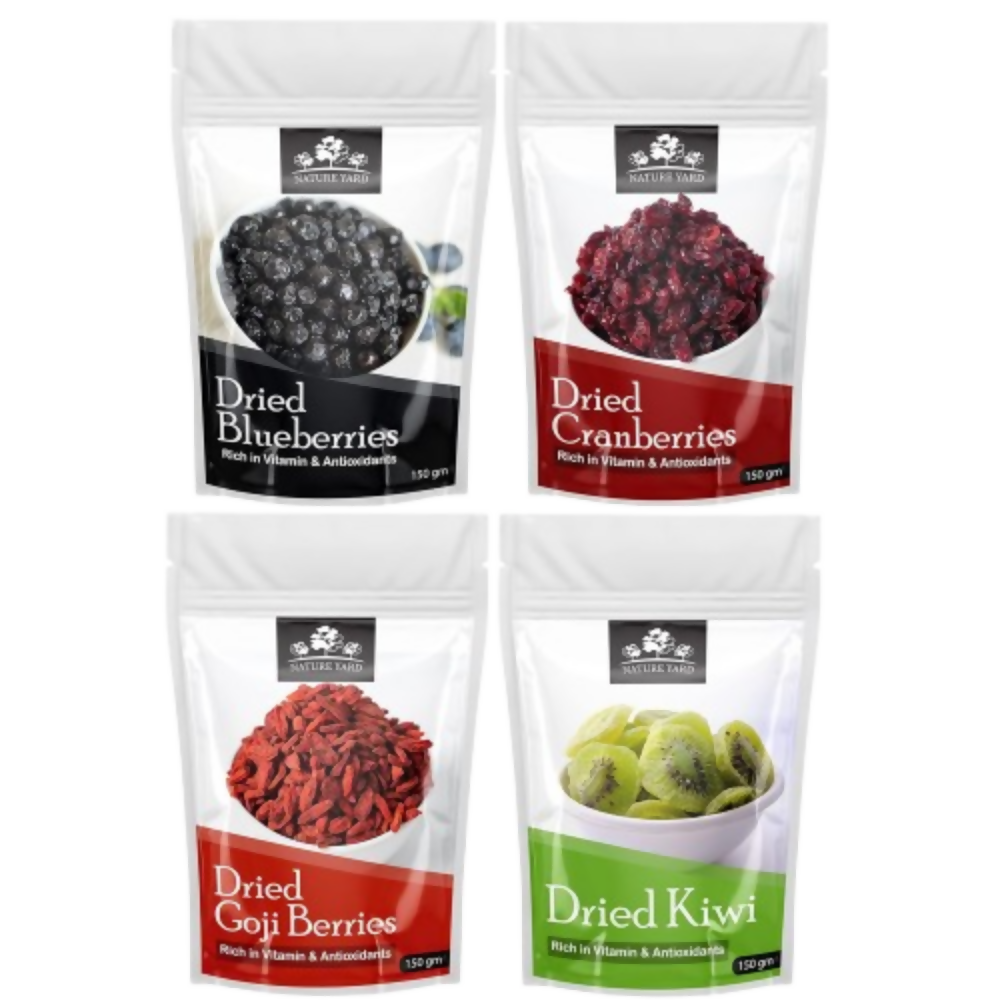 Nature Yard Dried Blueberry, Whole Dried Cranberry, Goji Berry, & Kiwi dry fruit | Grocsy