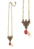 Bling Accessories Brass Finish Metal Carnelian Agate Semi Precious Stone Pendant Necklace | Grocsy