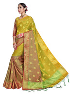 Vardha Women's Yellow Woven Raw Silk Saree | Grocsy