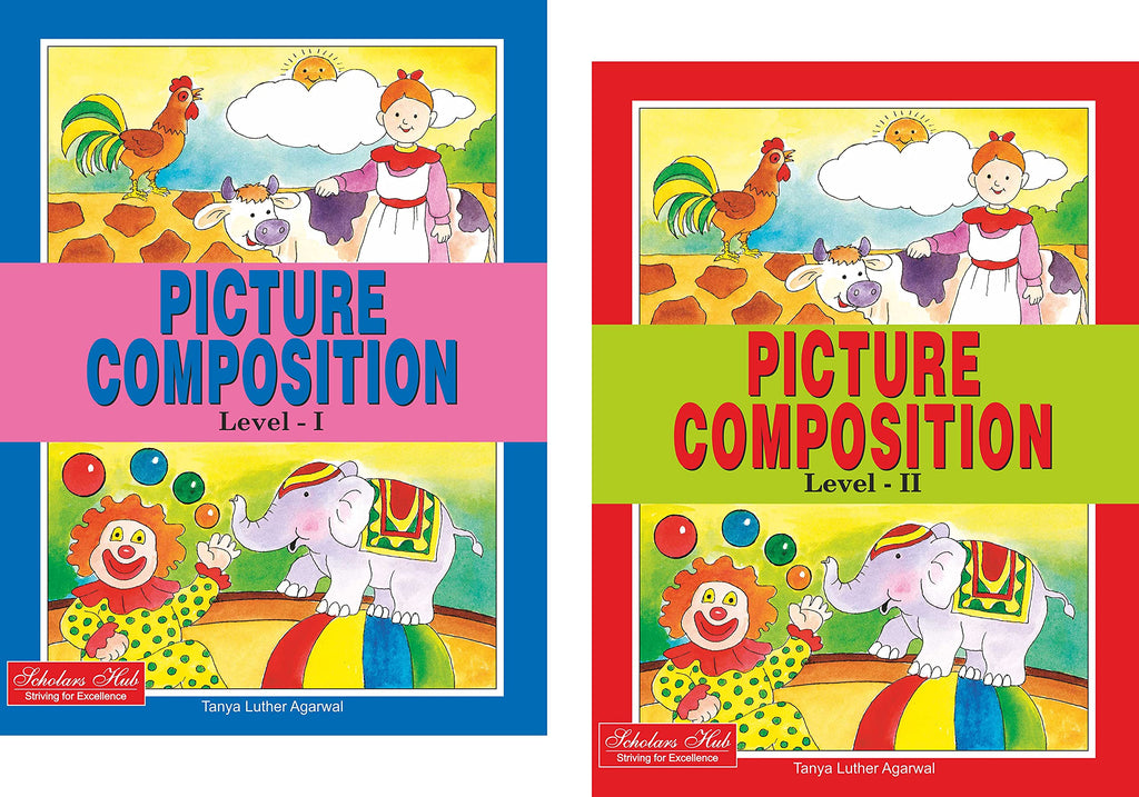 Scholars Hub Picture Composition Book (Part 1, 2) (Set Of 2 Books) | Picture Composition Book For Class 1,2 | 56 Pages | Grocsy