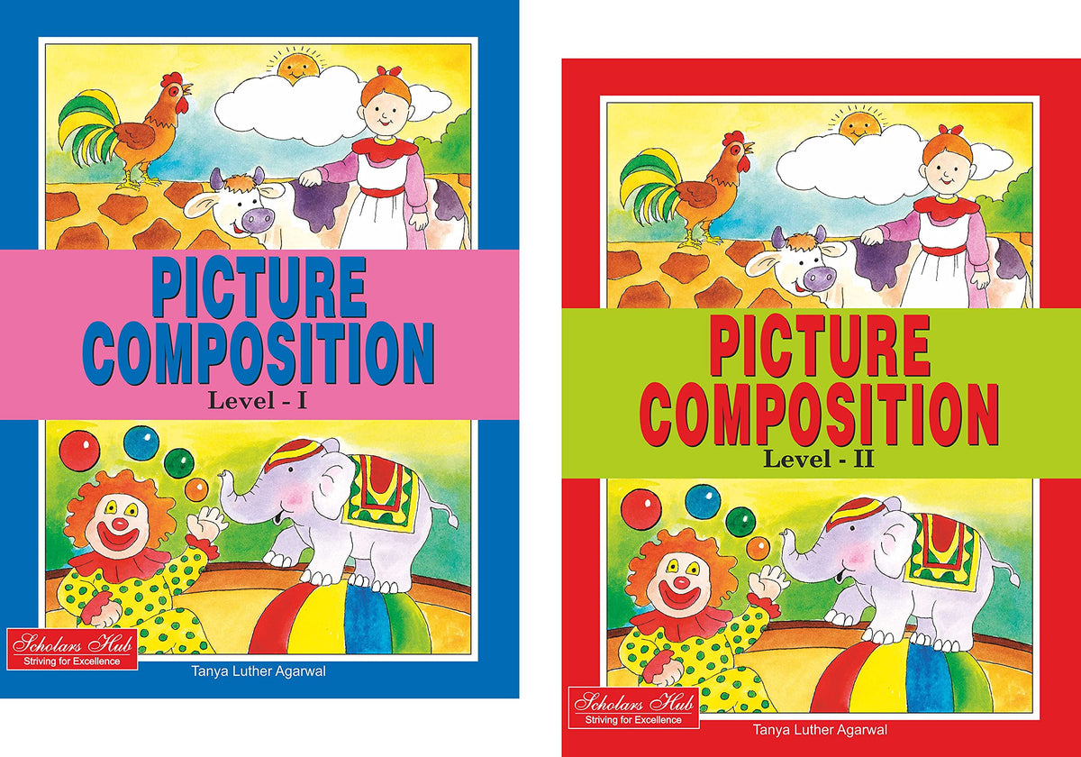 Scholars Hub Picture Composition Book (Part 1, 2) (Set Of 2 Books) | Picture Composition Book For Class 1,2 | 56 Pages | Grocsy