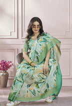 Anaita Light Green Printed Pure Modal Silk Saree With Blouse | Grocsy