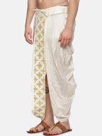 Sethukrishna Men Cream Embroidered Dhoti Pant | Grocsy