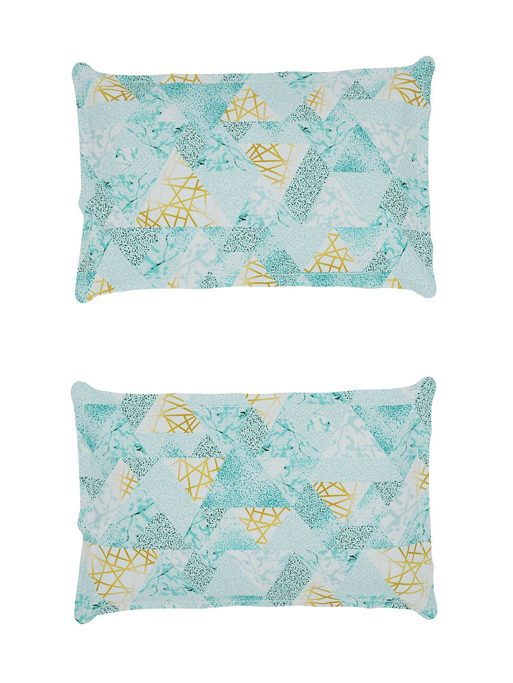 Story@home Arena Blue & Gold-Toned Printed 180 TC Bedsheet & Pillow Covers | Grocsy