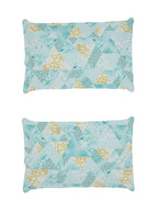 Story@home Arena Blue & Gold-Toned Printed 180 TC Bedsheet & Pillow Covers | Grocsy