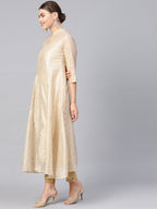 Juniper Womens Beige Chanderi Foil Print Kurta | Grocsy