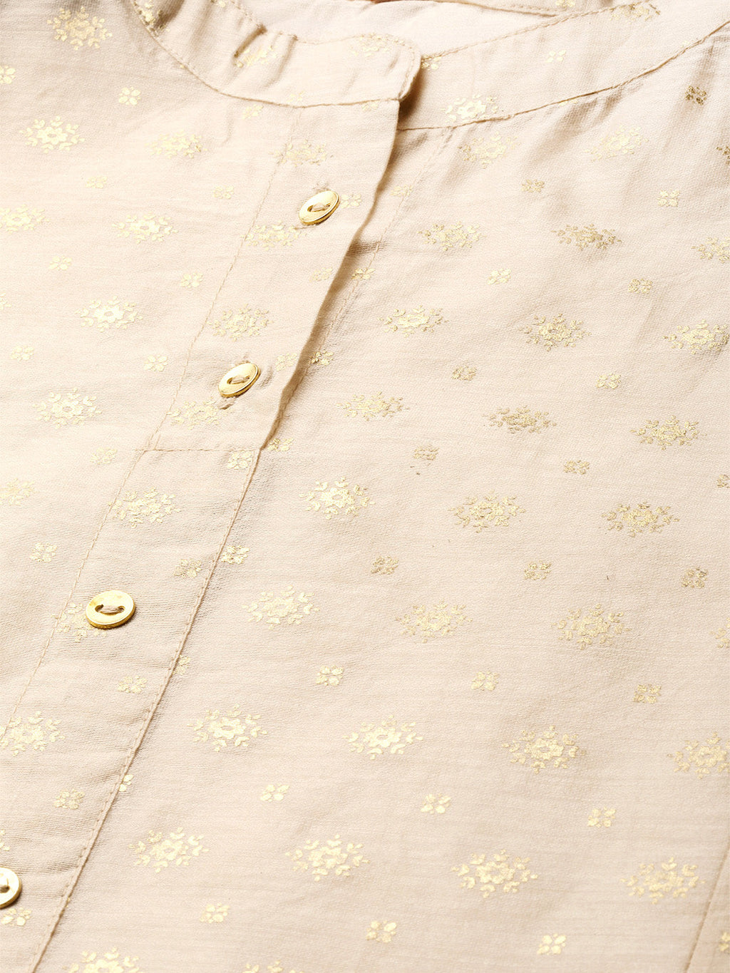 Juniper Womens Beige Chanderi Foil Print Kurta | Grocsy