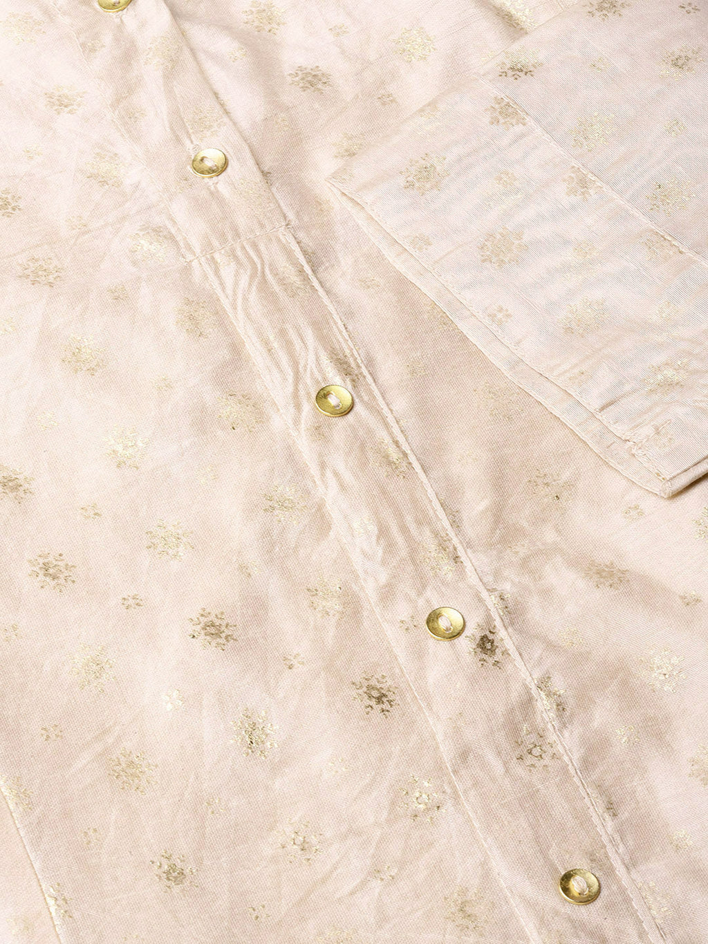 Juniper Womens Beige Chanderi Foil Print Kurta | Grocsy