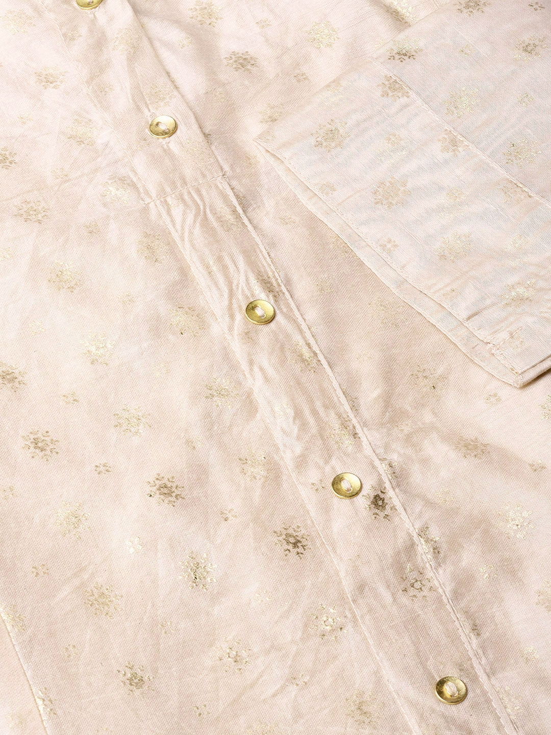 Juniper Womens Beige Chanderi Foil Print Kurta | Grocsy