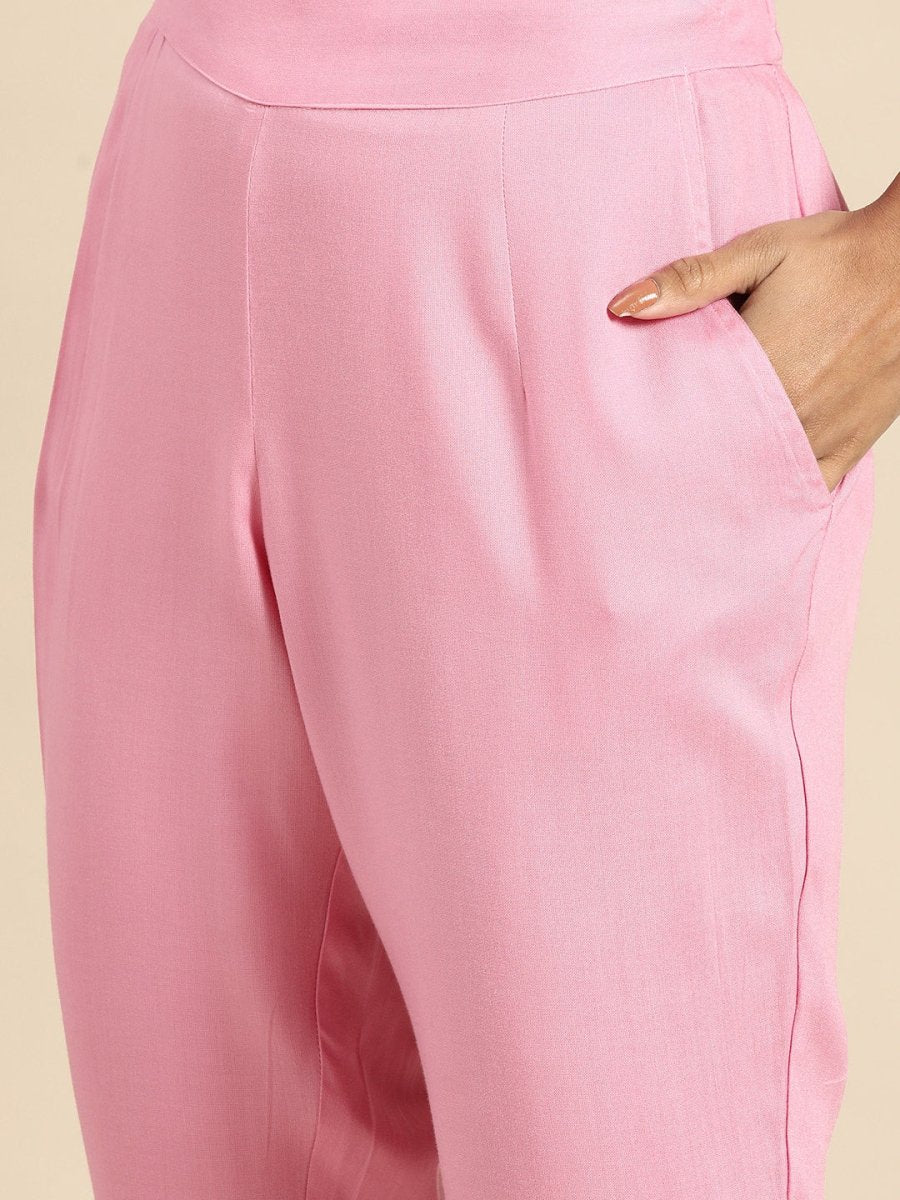 All About You Women Pink Ethnic Motifs Printed Pure Cotton Kurta with Trousers & Dupatta | Grocsy