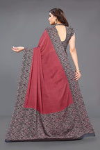 Mirchi Fashion Women's Pink & Black Printed Chiffon Saree | Grocsy