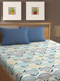 Bajo's White & Green Ethnic Motifs 350 TC Cotton King Bedsheet with 2 Pillow Covers | Grocsy
