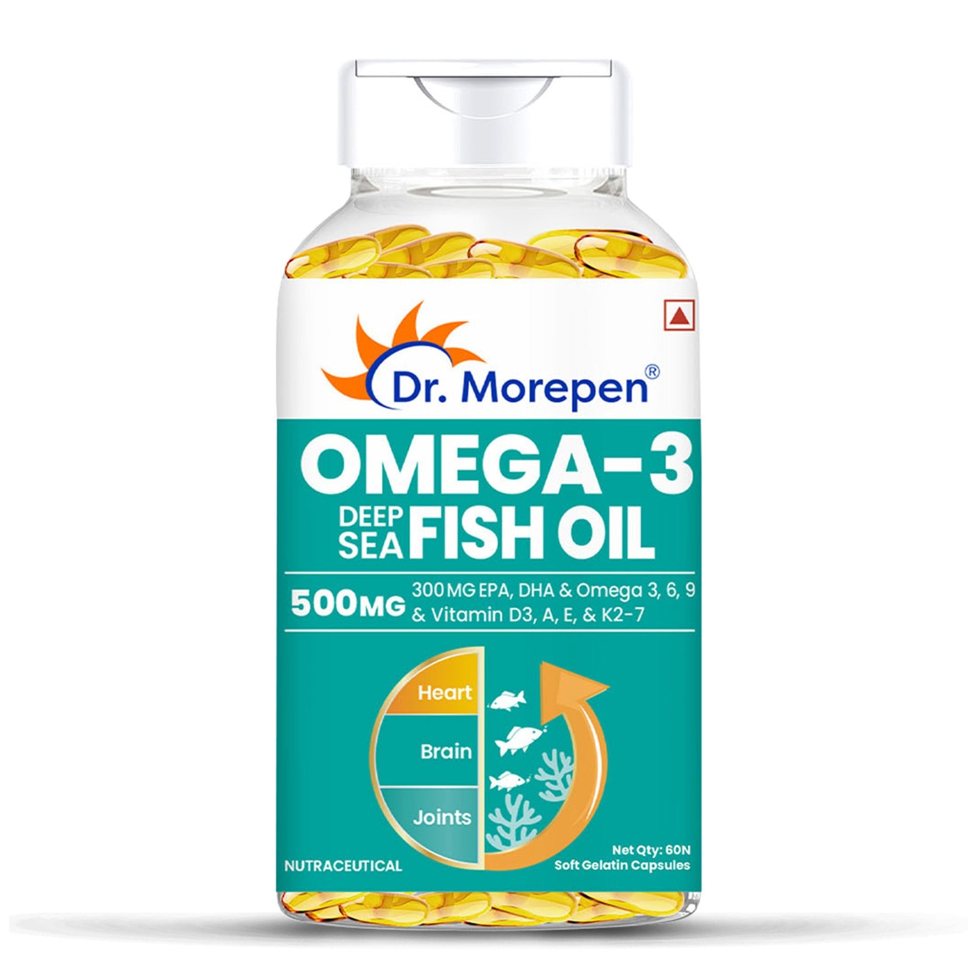 Dr. Morepen Omega-3 Deep Sea Fish Oil 500mg Softgels | Grocsy