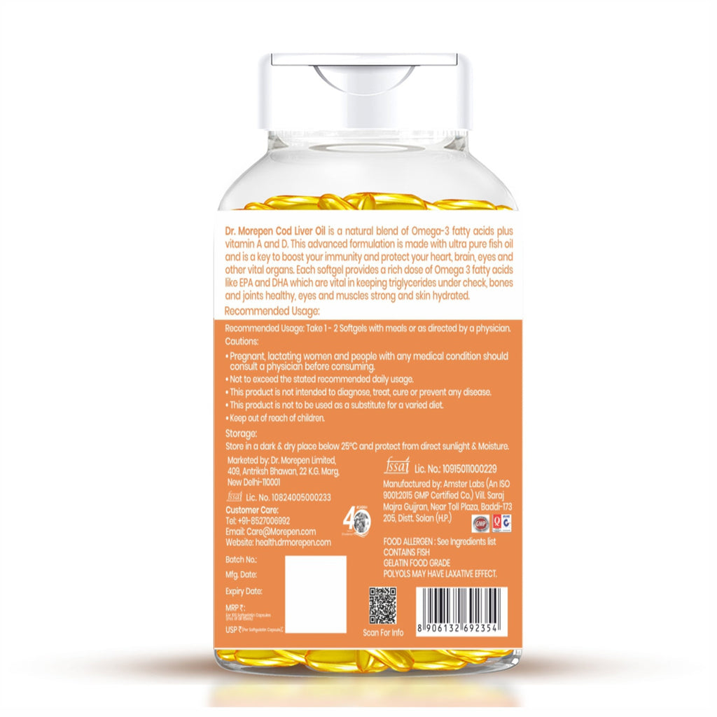 Dr. Morepen Cod Liver Oil Softgels | Grocsy