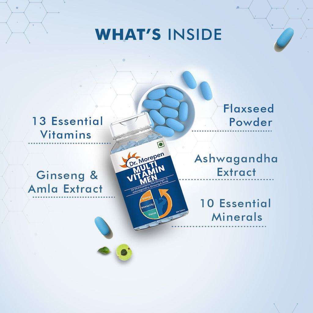 Dr. Morepen Multivitamins For Men With Omega 3 & Herbs | Grocsy