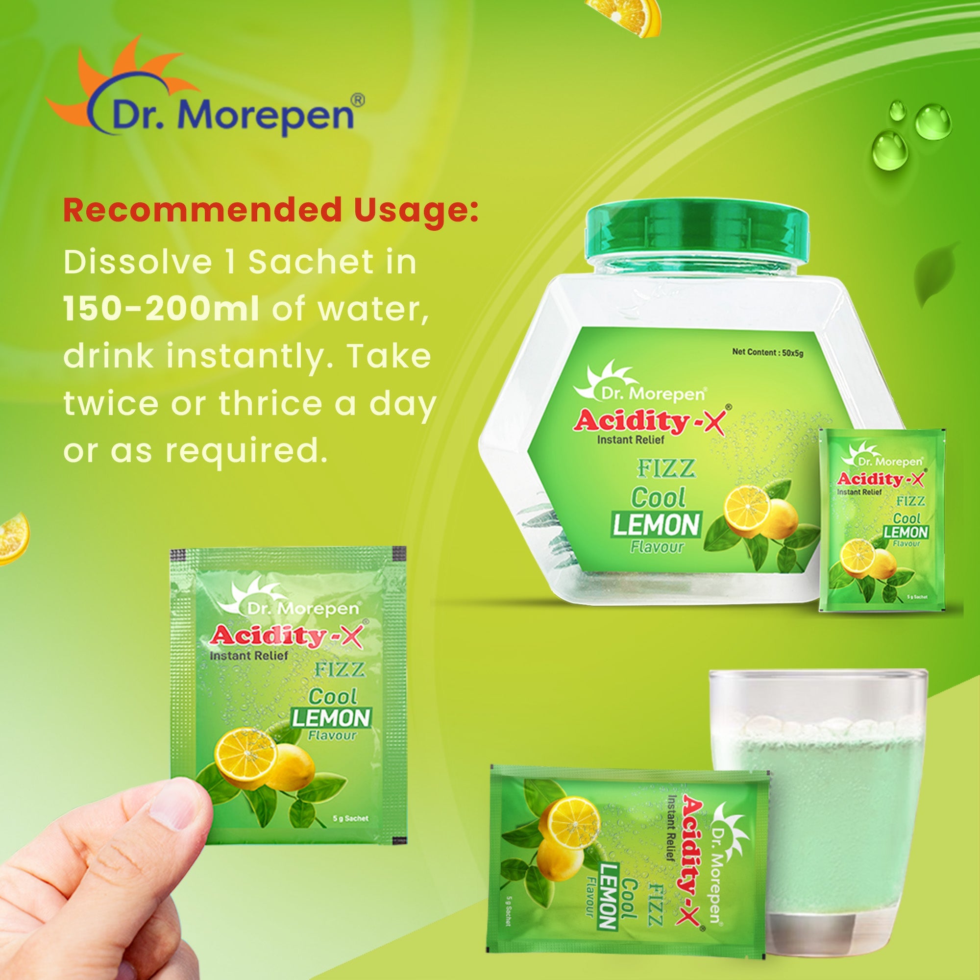Dr. Morepen Acidity-X Fizz Sachets | Grocsy