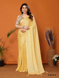 Partywear Designer Yellow Polyester Zari Fancy Saree - Starwalk | Grocsy