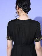 HERE&NOW Women Black & Red Embroidered Kurta Set | Grocsy