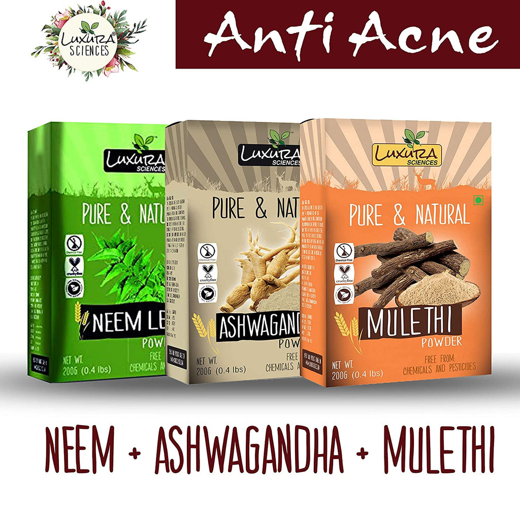 Luxura Sciences Natural Skin Care for Anti Acne - Neem + Ashwagandha + Mulethi | Grocsy