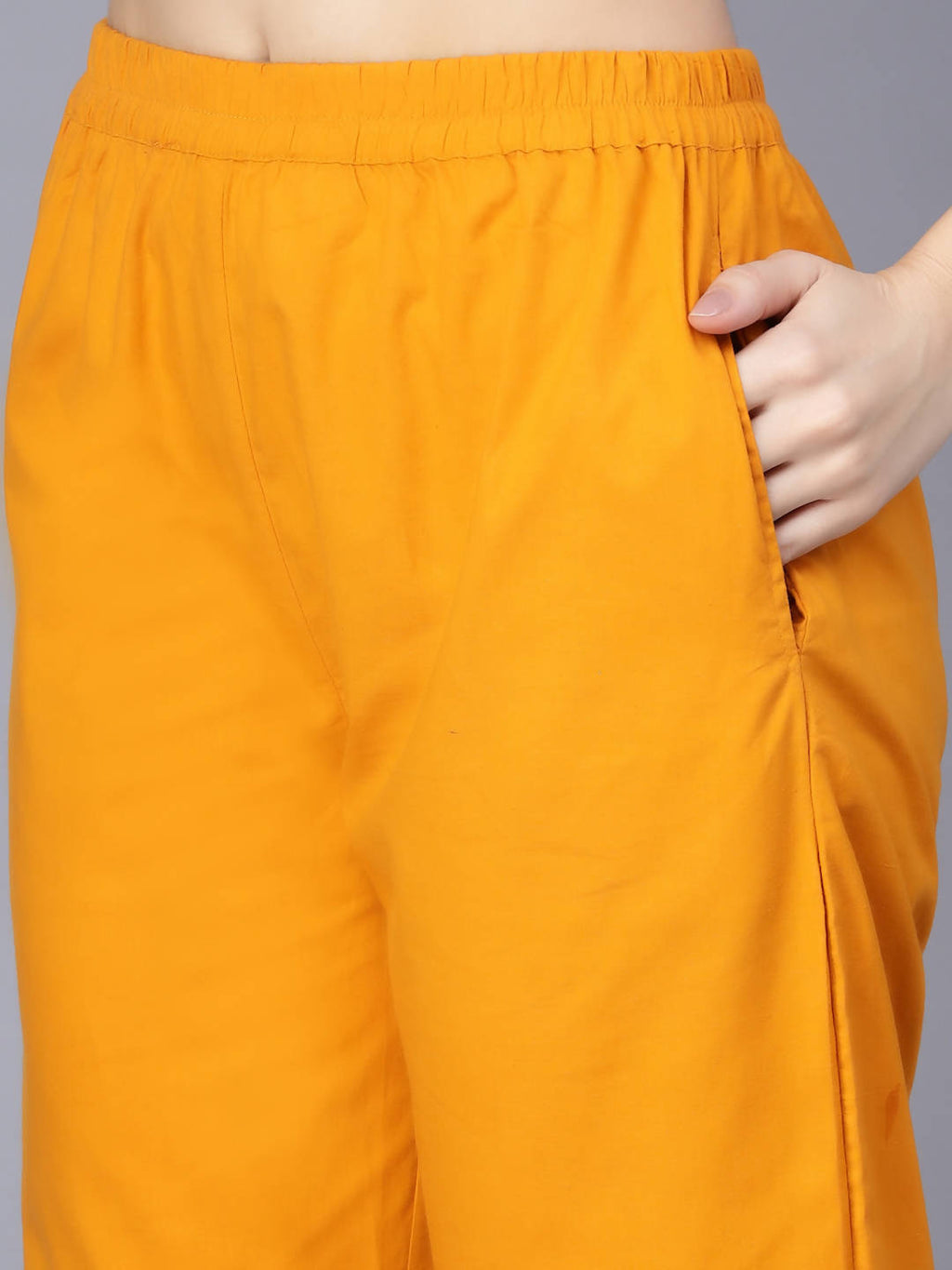 Myshka Women Mustard Yellow Pure Cotton Kurta with Trousers With Dupatta | Grocsy