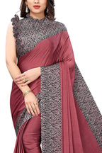 Mirchi Fashion Women's Pink & Black Printed Chiffon Saree | Grocsy