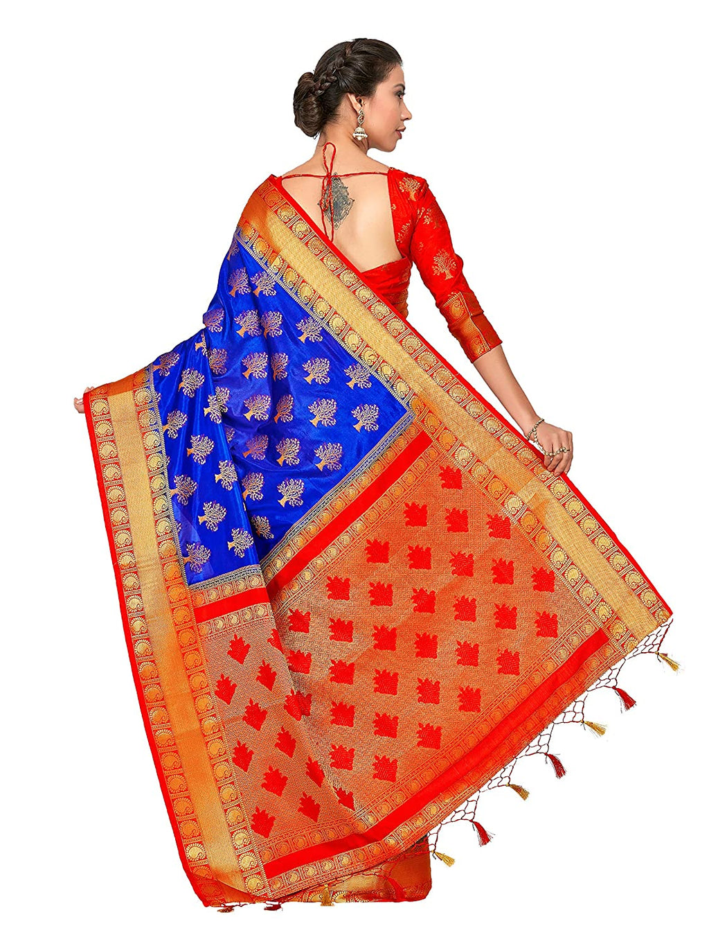 Mimosa Women's Kanchipuram Art Silk Saree With Un-Stitched Blouse | Grocsy