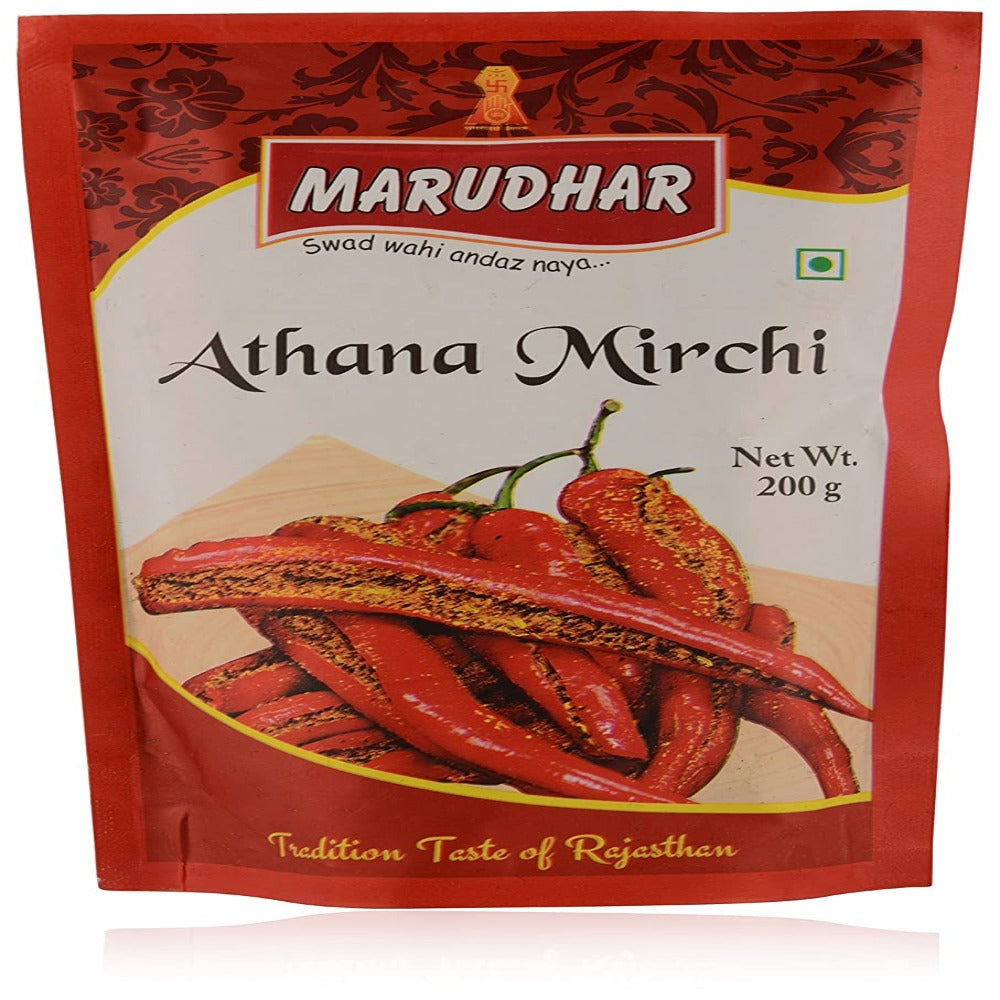 Delight Foods Marudhar Athana Mirchi Long Red Chilli Pickle | Grocsy
