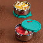HAZEL Stainless Steel Airtight Storage Containers for Kitchen | Small Lunch Box 450ml Each Set of 2 | Grocsy