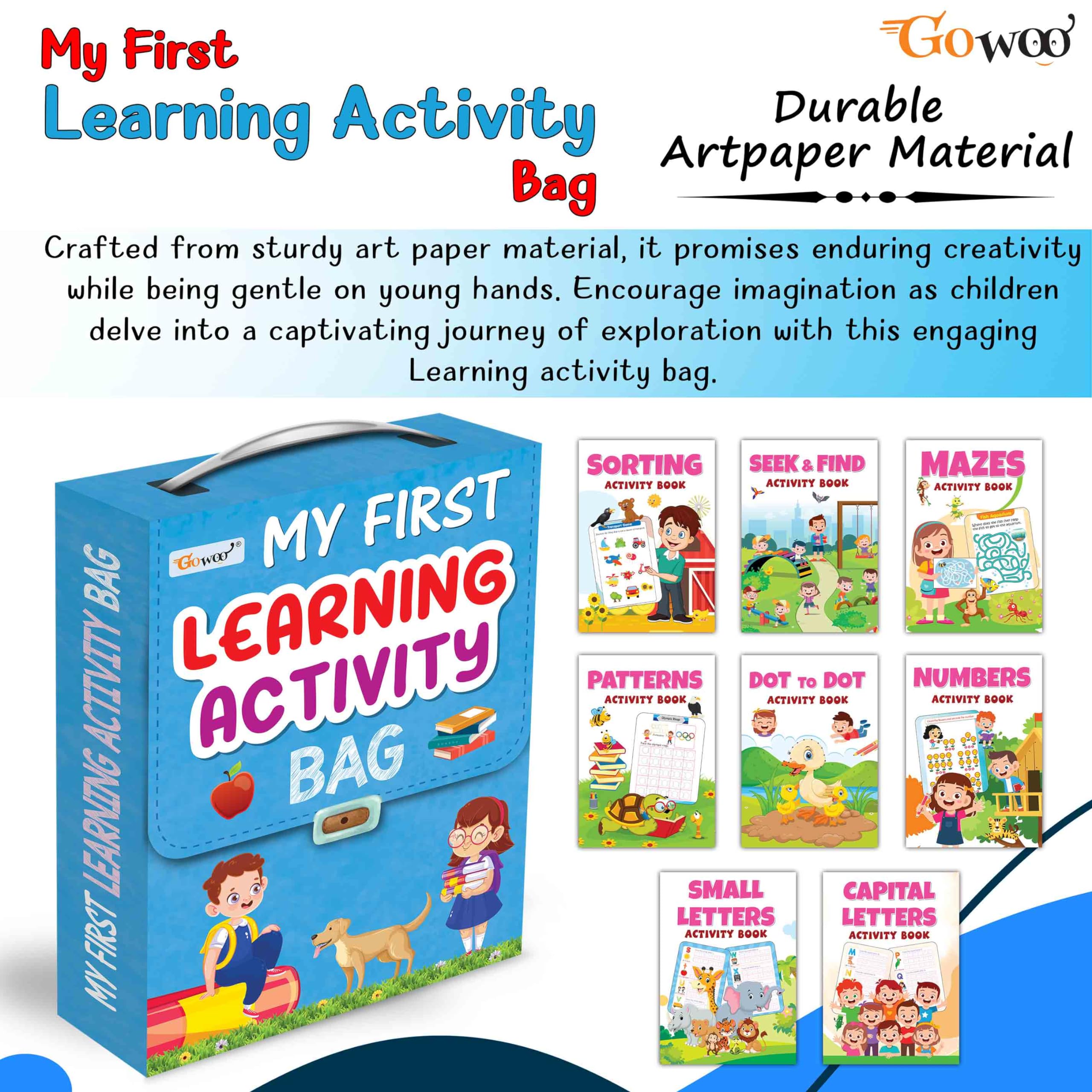 My First Learning Activity Bag : Educational Activity Books, Activity Bag For Early Learners, Kid'S Activity Bag Set-Ages 3-12, Mazes, Small Letters, Capital Letter And More | Activity Books | Grocsy