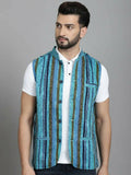 Even Apparels Nehru Jacket With Welt Pockets - Blue | Grocsy